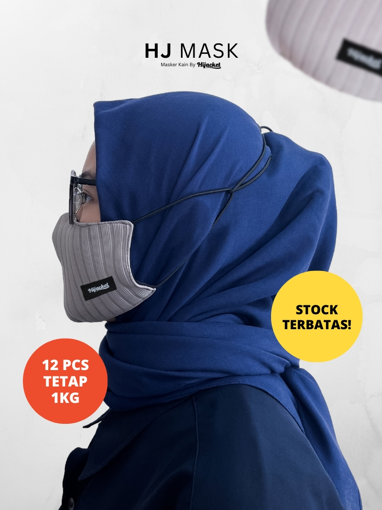 HJ Mask by Hijacket Masker Kain 2 lapis polos unisex earloop dan headloop