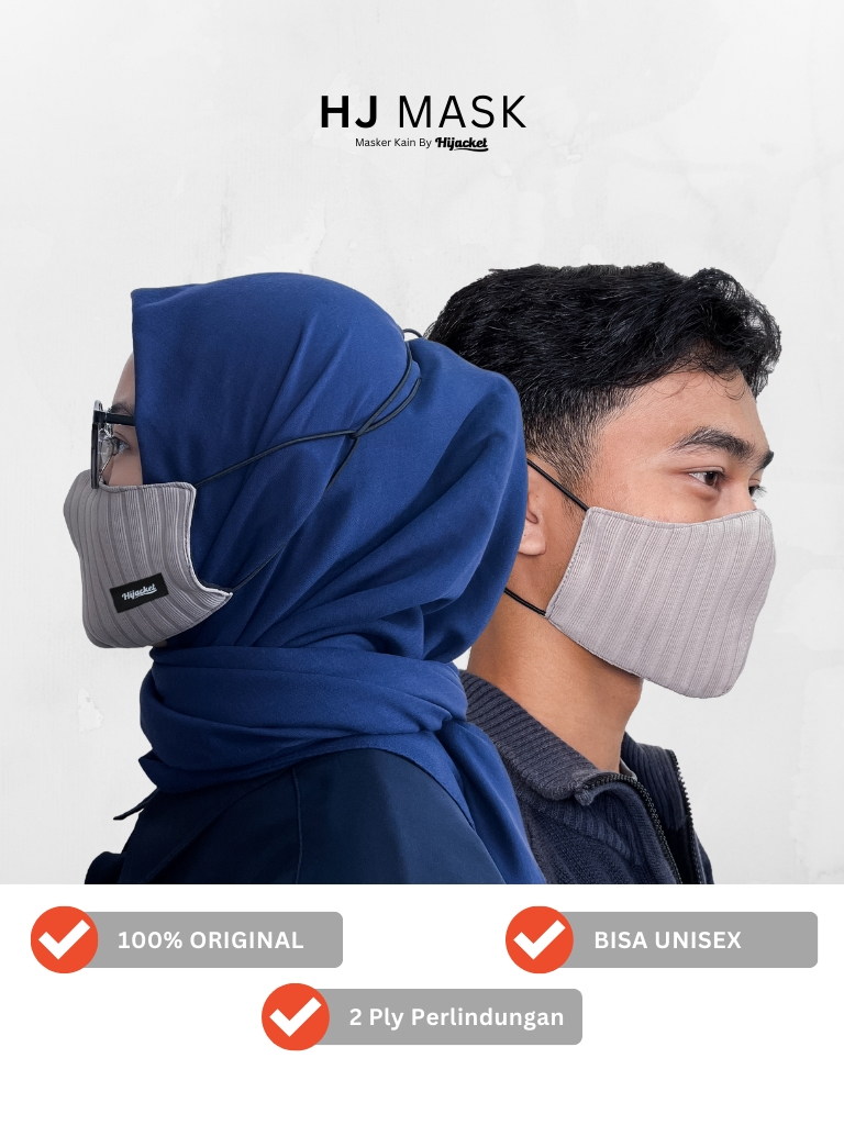 HJ Mask by Hijacket Masker Kain 2 lapis polos unisex earloop dan headloop