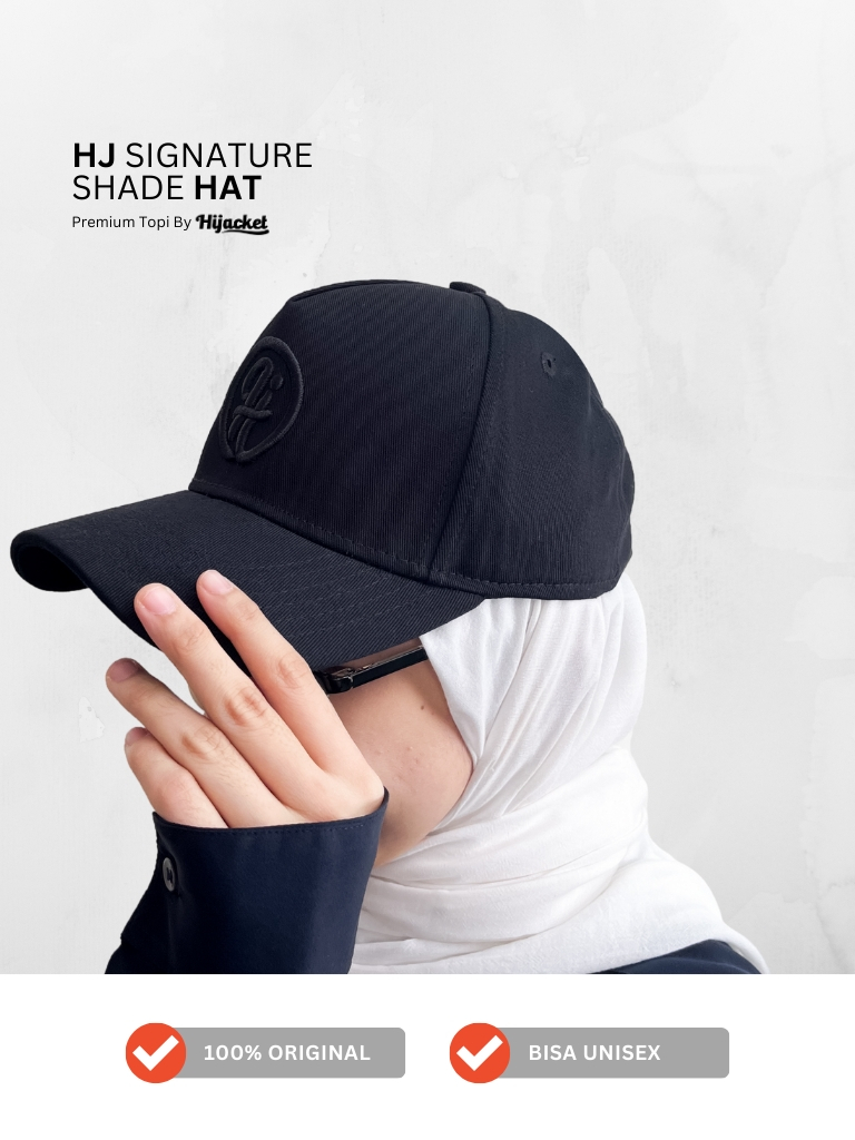 HJ Signature Shade Hat - Midnight Black Topi Baseball Unisex Baseball Cap Topi Wanita Premium Topi Polos Hitam