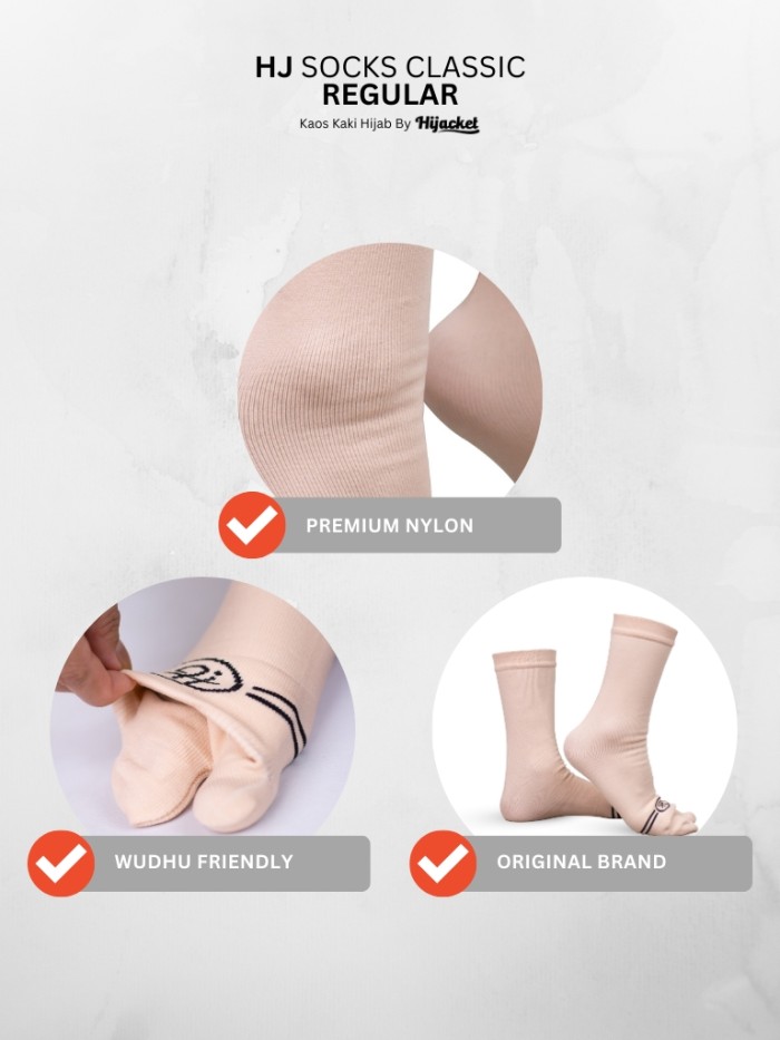 HJ Socks Classic Regular kaos kaki Jempol Polos Wanita Muslimah