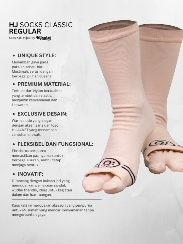 HJ Socks Classic Regular kaos kaki Jempol Polos Wanita Muslimah