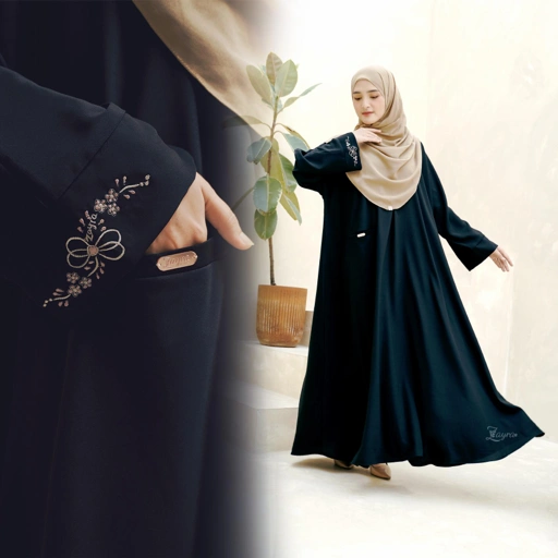 Image of Zayra Hijab - Hannah Abaya Silk Bordir Premium XS S M L XL L XXL