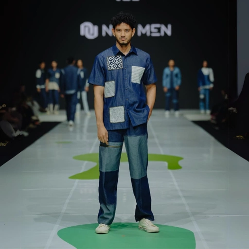 Image of NEU MEN [Exclusive Fashion Show Collection] Quadrant Set Kemeja Celana Denim Pria Premium