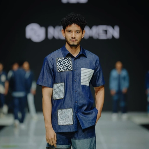 Image of NEU MEN [Exclusive Fashion Show Collection] Quadrant Set Kemeja Celana Denim Pria Premium