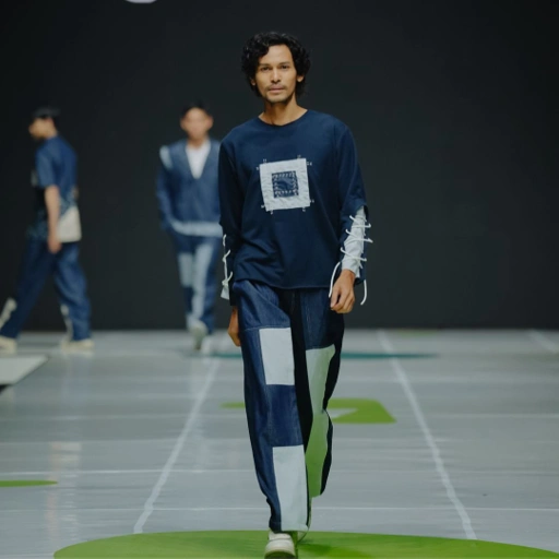 Image of NEU MEN [Exclusive Fashion Show Collection] Midnight Sweater Pants Sweater Pria Kombinasi Denim 
