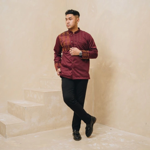 Image of NEU MEN Kemeja Pria Sangga Shirt Long kemeja Bahan Toyobo Aplikasi Tenun Garut