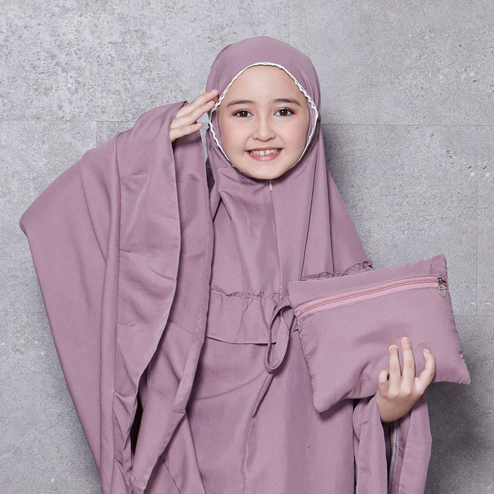 Alantasik mukena anak remaja tanggung basic polos 2in1 travel AISYAH alantasik kisaran 6 7 8 9 10 12 13 tahun