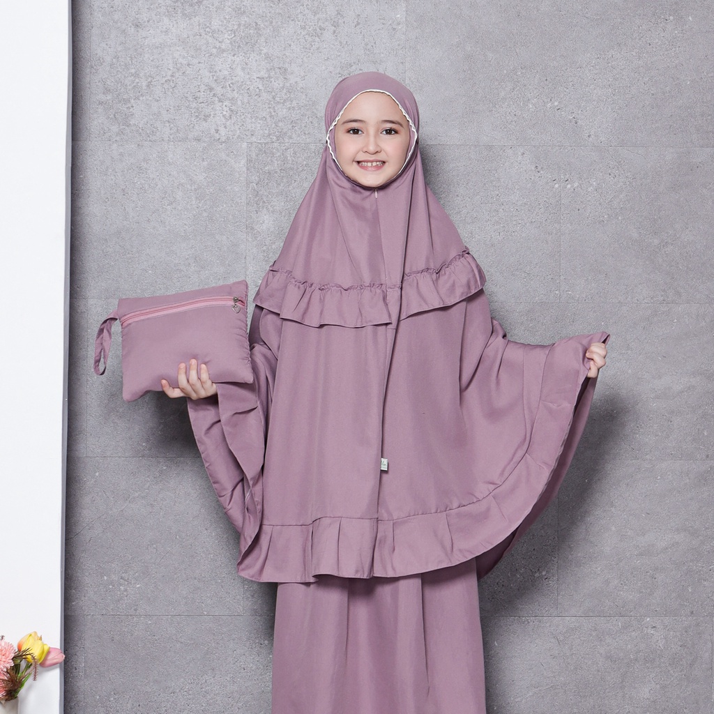 Alantasik mukena anak remaja tanggung basic polos 2in1 travel AISYAH alantasik kisaran 6 7 8 9 10 12 13 tahun