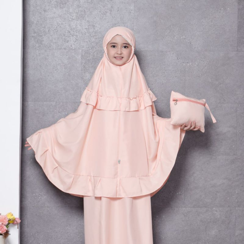 Alantasik mukena anak remaja tanggung basic polos 2in1 travel AISYAH alantasik kisaran 6 7 8 9 10 12 13 tahun