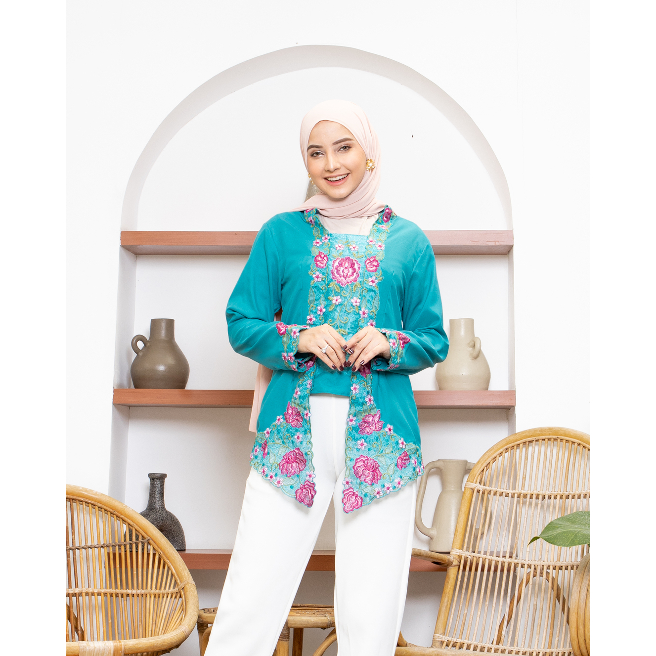 Alantasik - kebaya KUTU BARU bordir WARNA  tangan panjang LN /KEBAYA SULAM WARNA kutubaru