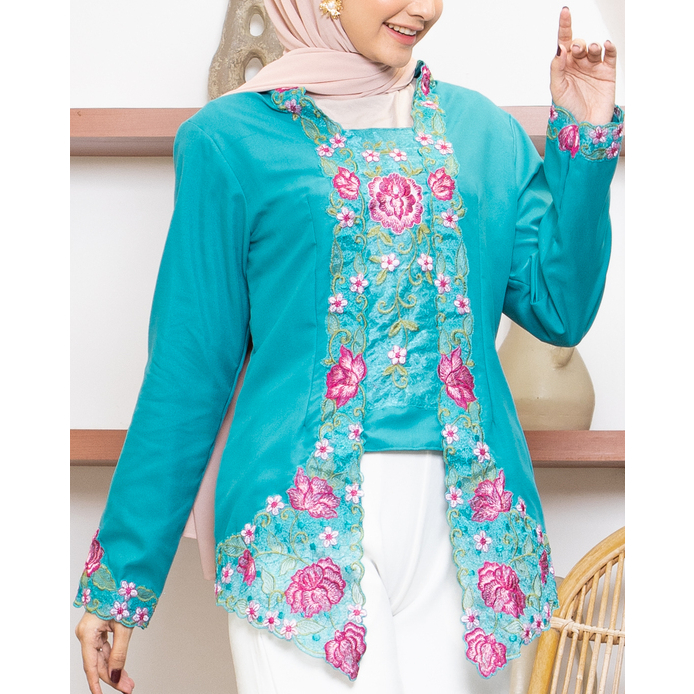 Alantasik - kebaya KUTU BARU bordir WARNA  tangan panjang LN /KEBAYA SULAM WARNA kutubaru