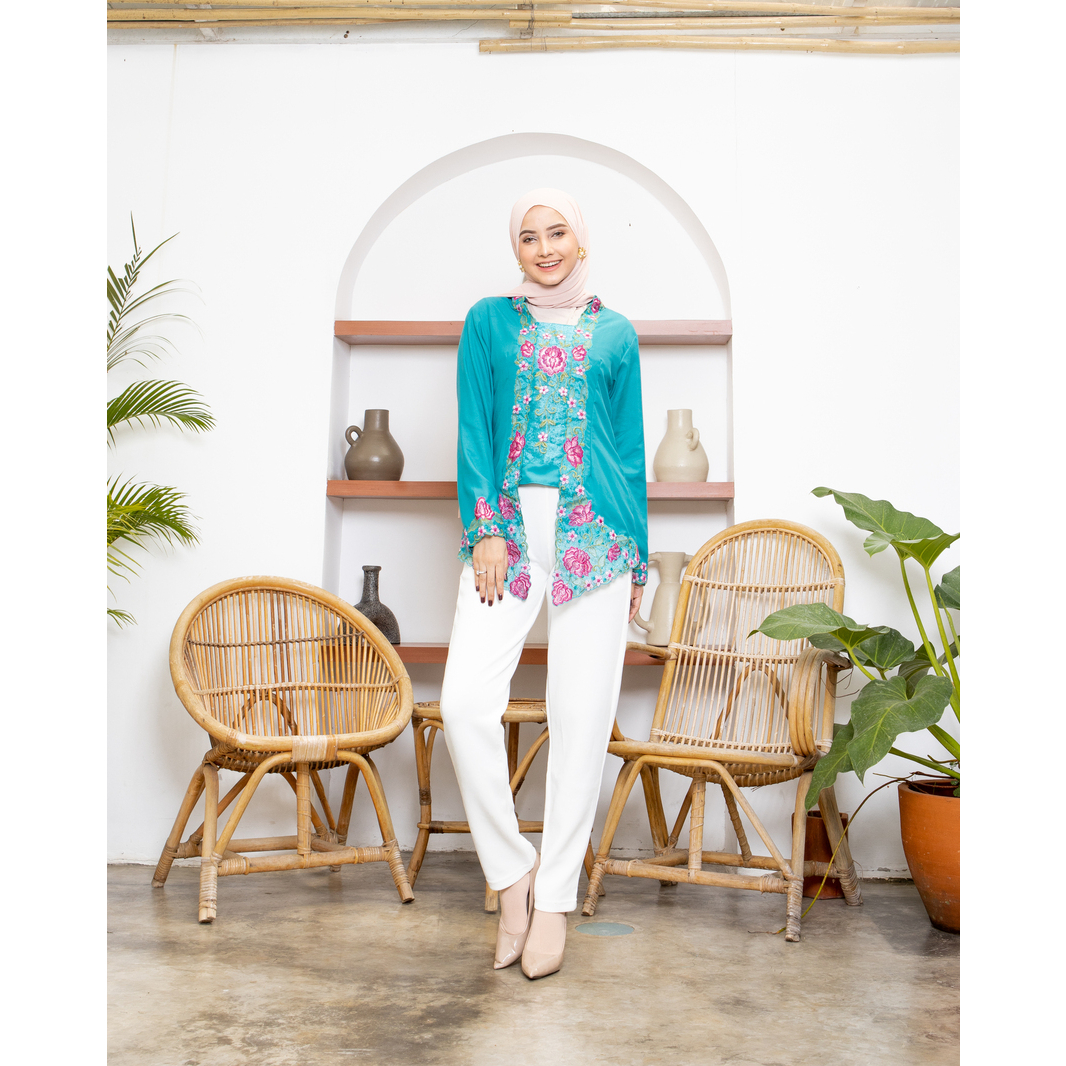 Alantasik - kebaya KUTU BARU bordir WARNA  tangan panjang LN /KEBAYA SULAM WARNA kutubaru