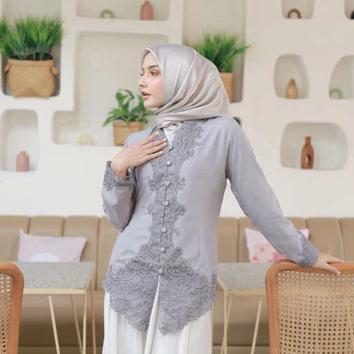 Image of Alantasik - kebaya encim bordir putih tangan panjang LN /KEBAYA modern wisuda kantor kerja SULAM Senada/ kebaya dasiyah R.6 /R.7