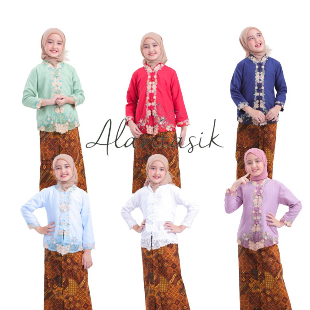 Alantasik - Kebaya Anak Bordir Warna Elise Kebaya Encim Sekolah Anak TK dan SD ATASAN AJA / Kebaya Encim Bordir Usia 4 - 9 tahun