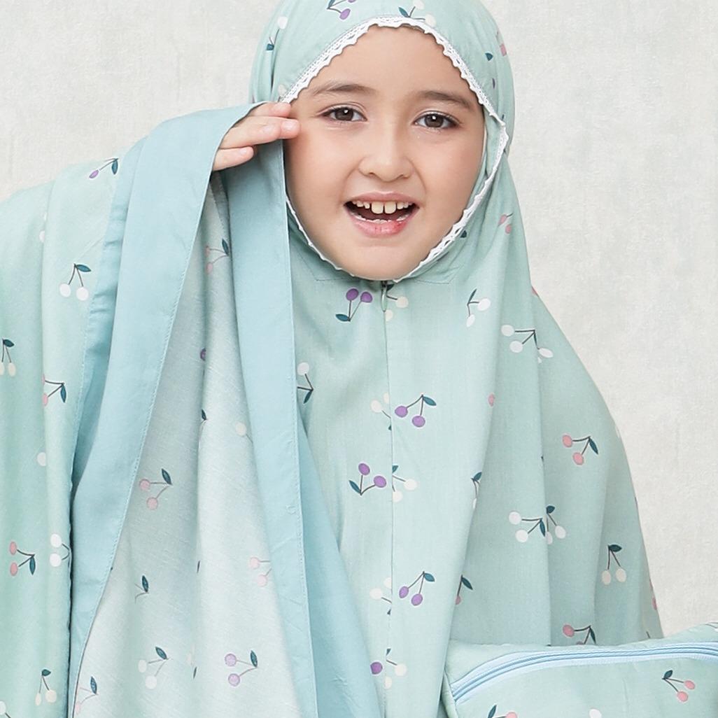 Mukena Anak Tanggung cery 2 in 1 kisaran 9,10,11,12,13 tahunan Atasan Katun