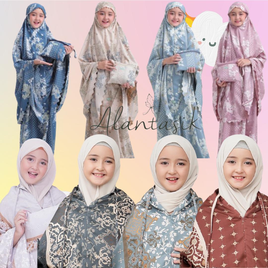 Mukena anak 2 in 1 Maxmara flower LASERCUT satin silk sd kisaran Tanggung 8,9,10,11,12,13 tahun