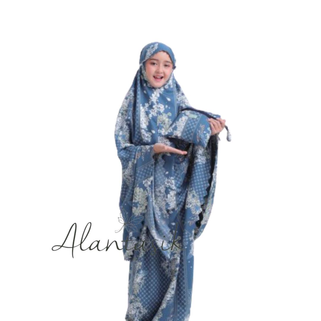 Mukena anak 2 in 1 Maxmara flower LASERCUT satin silk sd kisaran Tanggung 8,9,10,11,12,13 tahun
