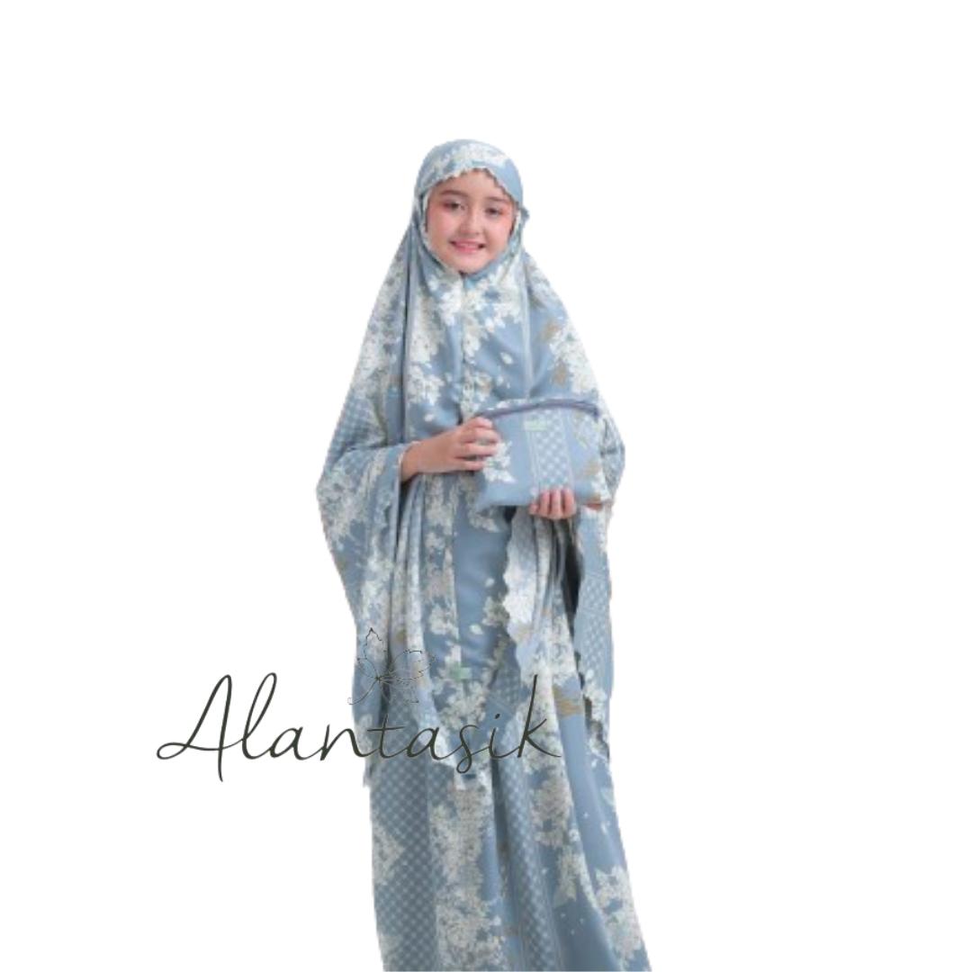 Mukena anak 2 in 1 Maxmara flower LASERCUT satin silk sd kisaran Tanggung 8,9,10,11,12,13 tahun