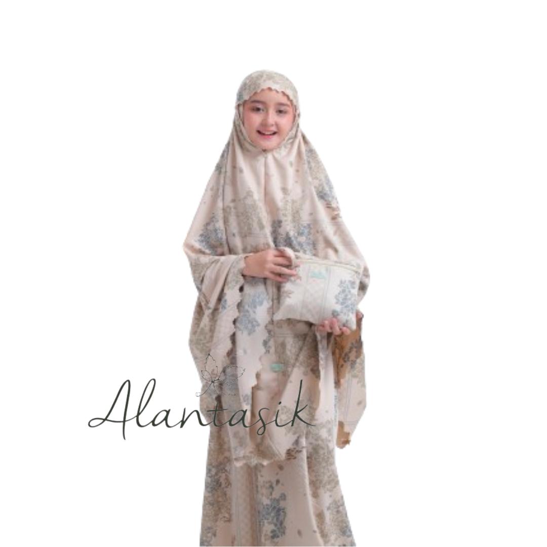Mukena anak 2 in 1 Maxmara flower LASERCUT satin silk sd kisaran Tanggung 8,9,10,11,12,13 tahun