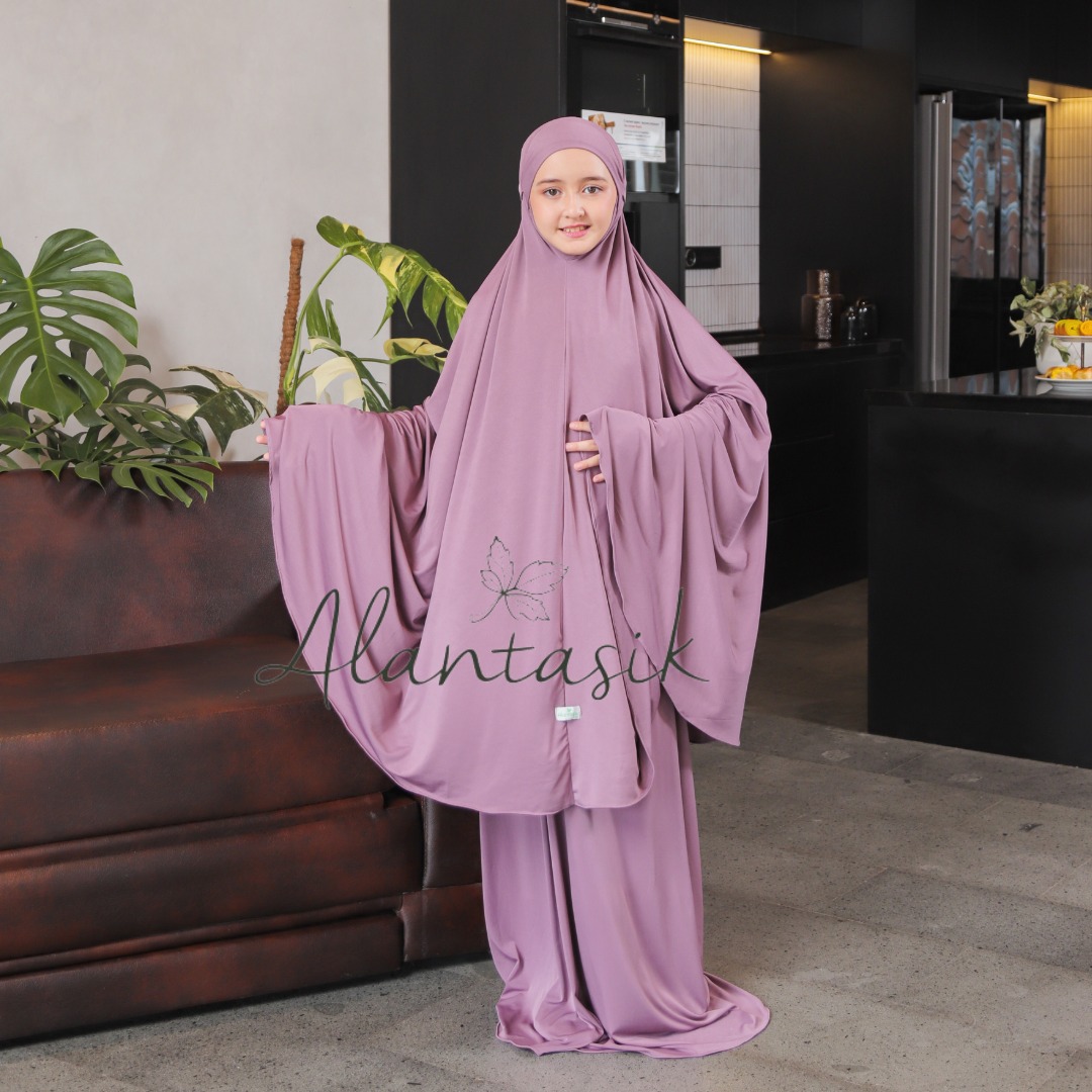 Mukena Anak tanggung Lycra polos kisaran usia 6,7,8,9,10,11,12,13,14,15 tahun