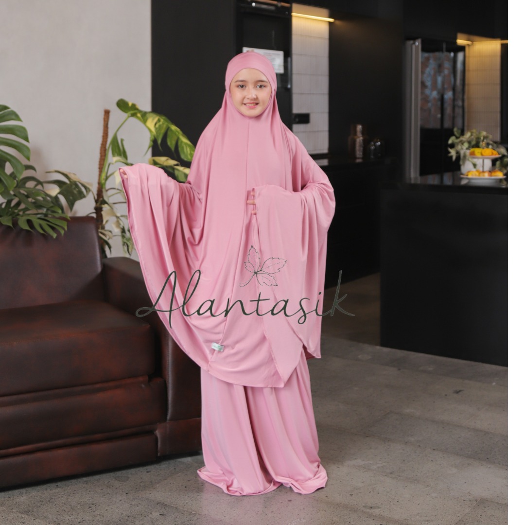 Mukena Anak tanggung Lycra polos kisaran usia 6,7,8,9,10,11,12,13,14,15 tahun