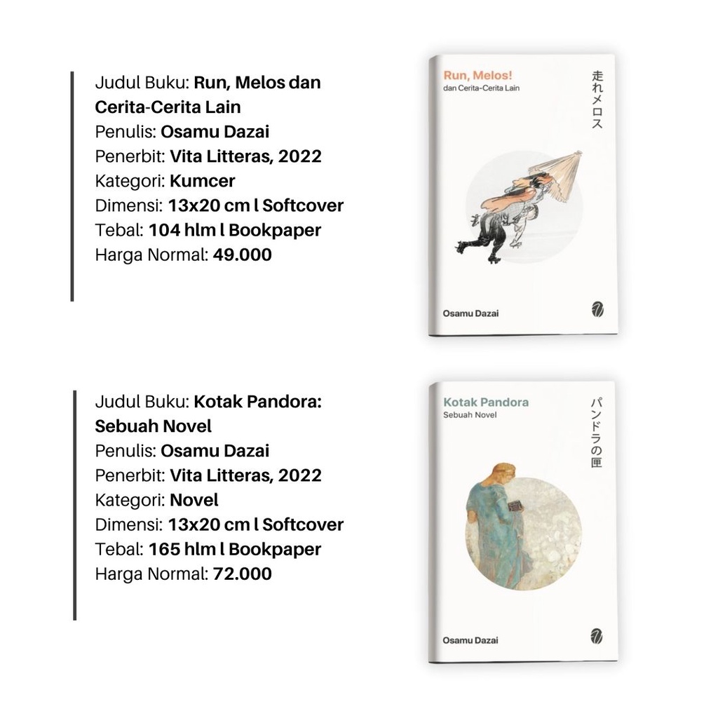 Berdikari - Paket Buku Osamu Dazai (2 buku) - Jalan Baru