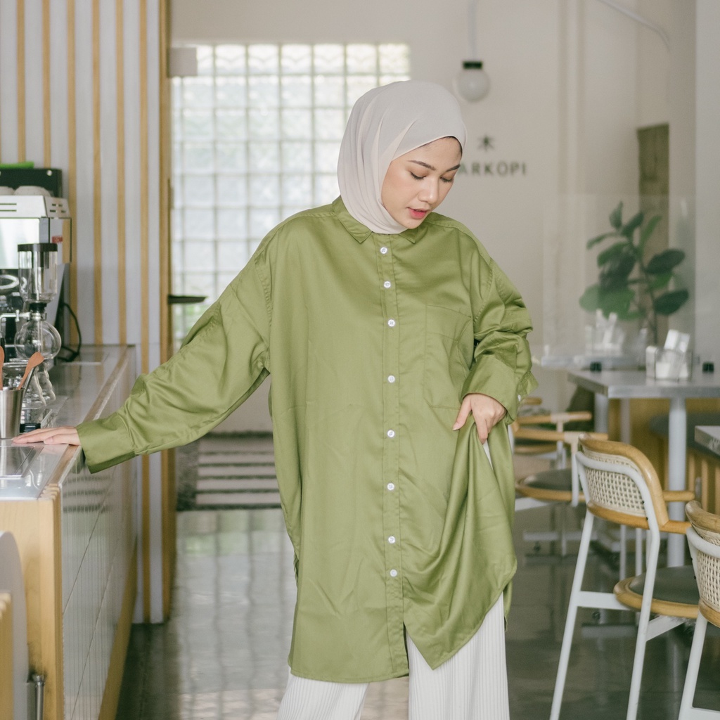 Minou Oversized Long Shirt Green