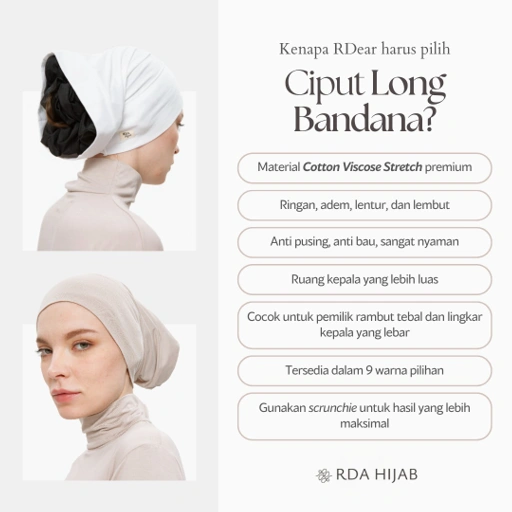 Image of Ciput Long Bandana Anti Pusing Bandana Panjang Nyaman Adem Katun Viscose Premium RDA Hijab