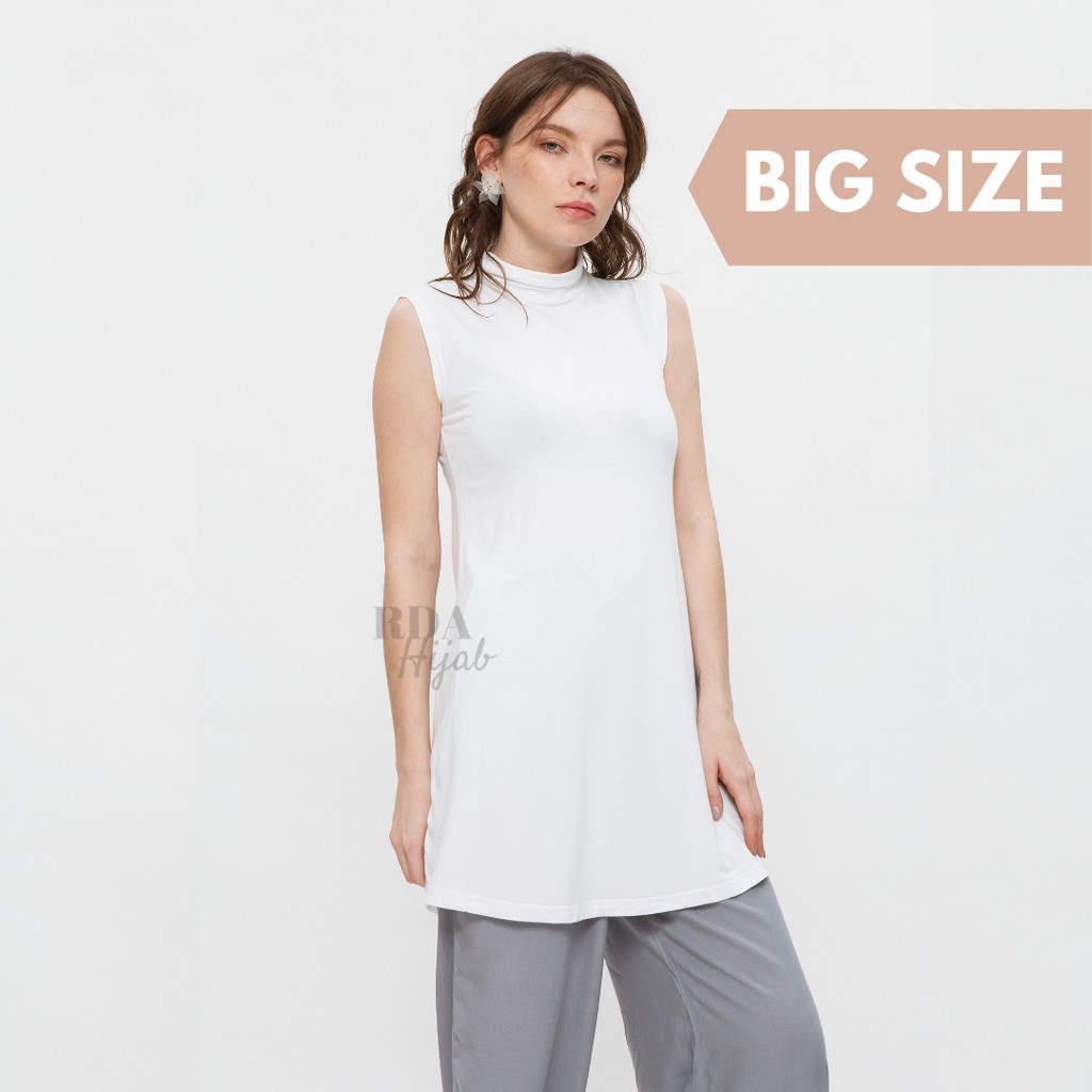 RDA Hijab Highneck Tanktop Panjang Big Size Manset Kutung Katun Viscose Jumbo Besar Premium