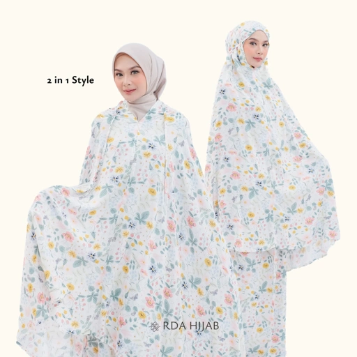 Image of 2in1 Mukena Rayon Retsleting Dagu Motif - Prayer Praying Robe Mukenah Motif Premium RDA Hijab