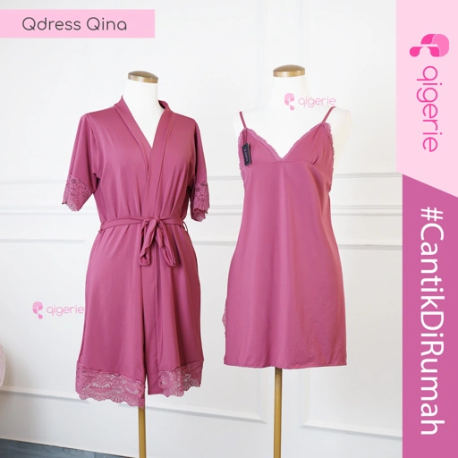 Image of [ QINA ] QIGERIE Baju Tidur Sexy Kimono Dress PrIemium One Set Lingerie
