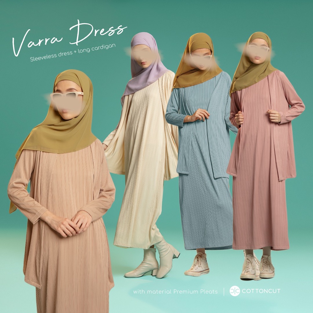 Verra set wanita | Inner long dress | Long cardigan wanita