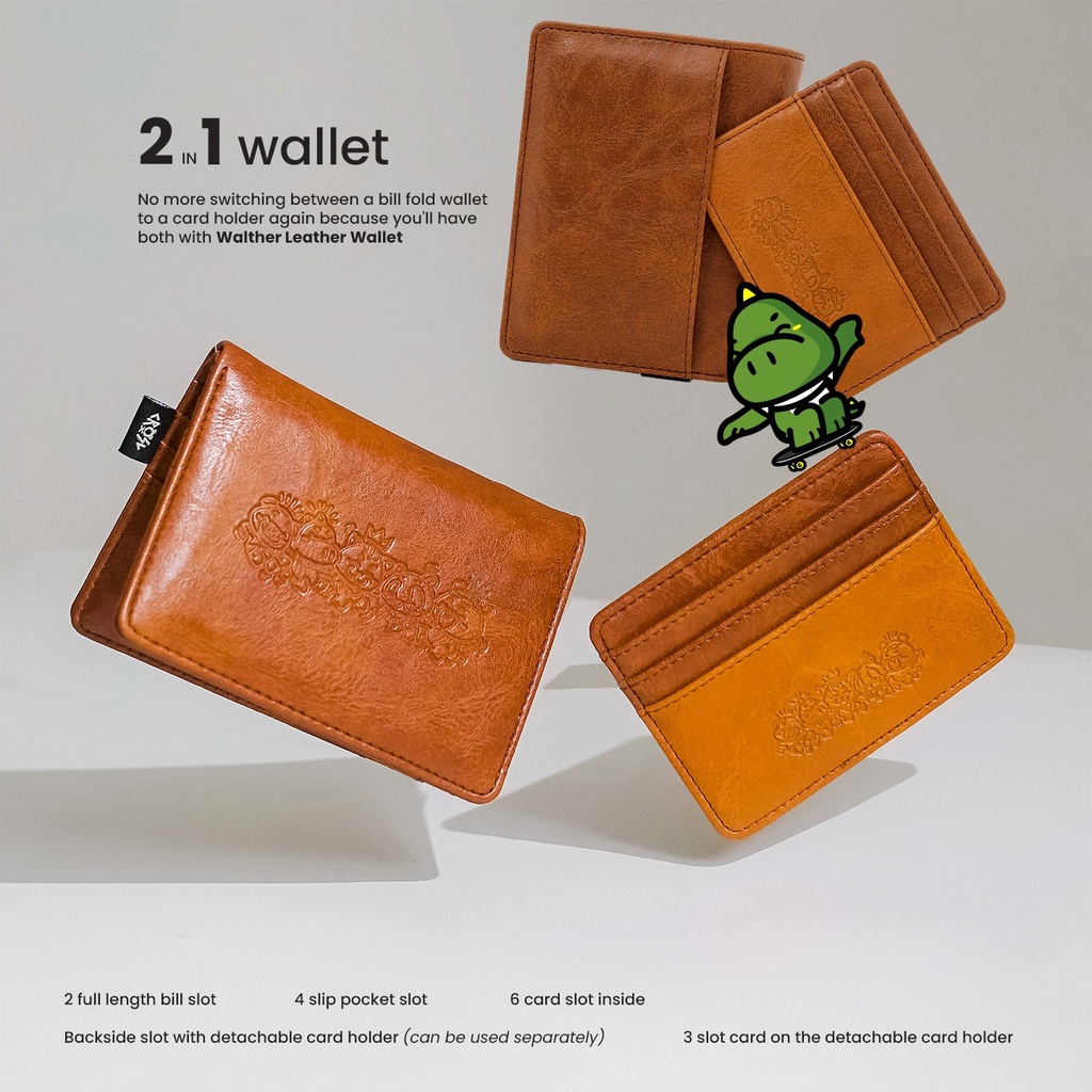 CRSL Walther Wallet | Extra Card Holder | Dompet Kulit Kecil Pria Wanita | 2 in 1 Wallet