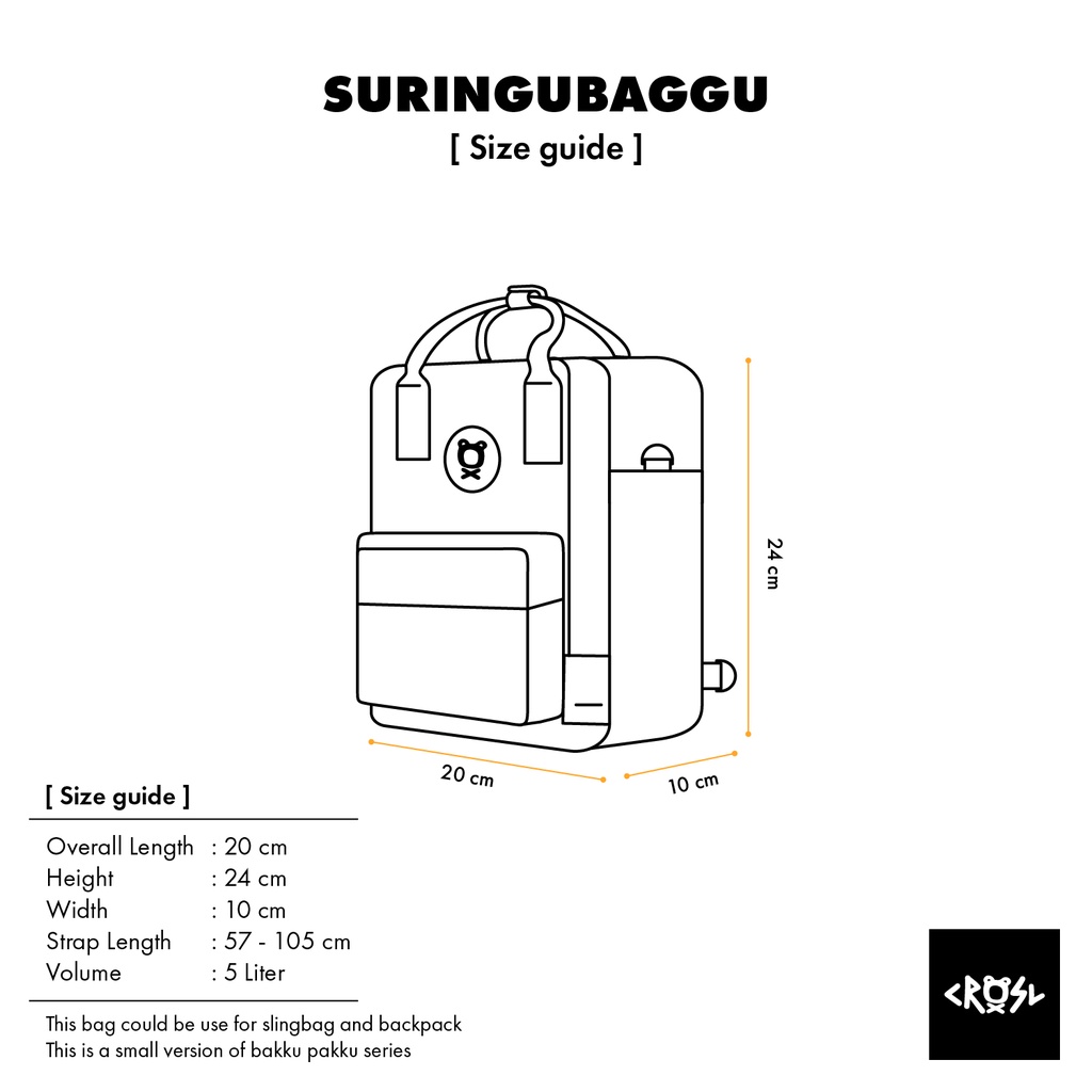 CRSL Chilo Suringu Baggu Navy #2 | Tas selempang | Tas Ransel mini 2 in 1 | Unisex Pria Wanita