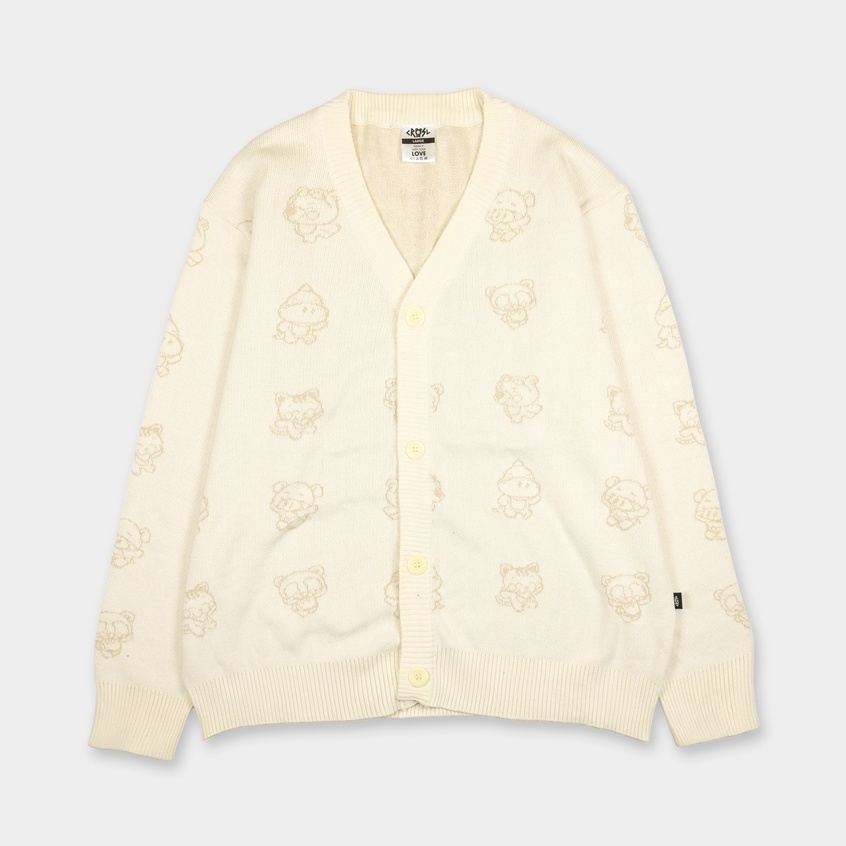 CRSL White Pattern Cardi | Cardigan Unisex | Cardigan Pria | Cardigan Wanita