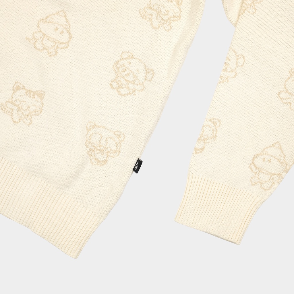 CRSL White Pattern Cardi | Cardigan Unisex | Cardigan Pria | Cardigan Wanita