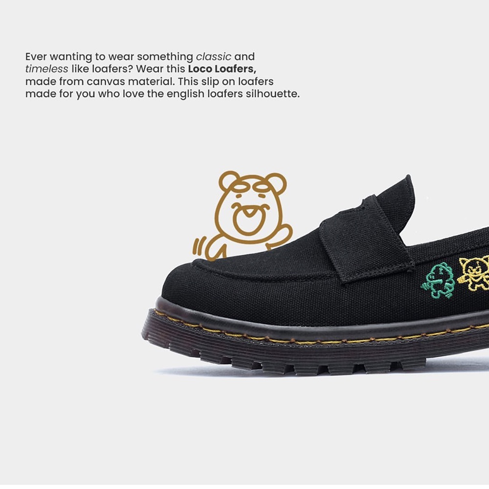 CRSL Loco Loafers | Black I Oxford I Sepatu Pantofel Slip On Formal I Casual I Unisex Pria Wanita