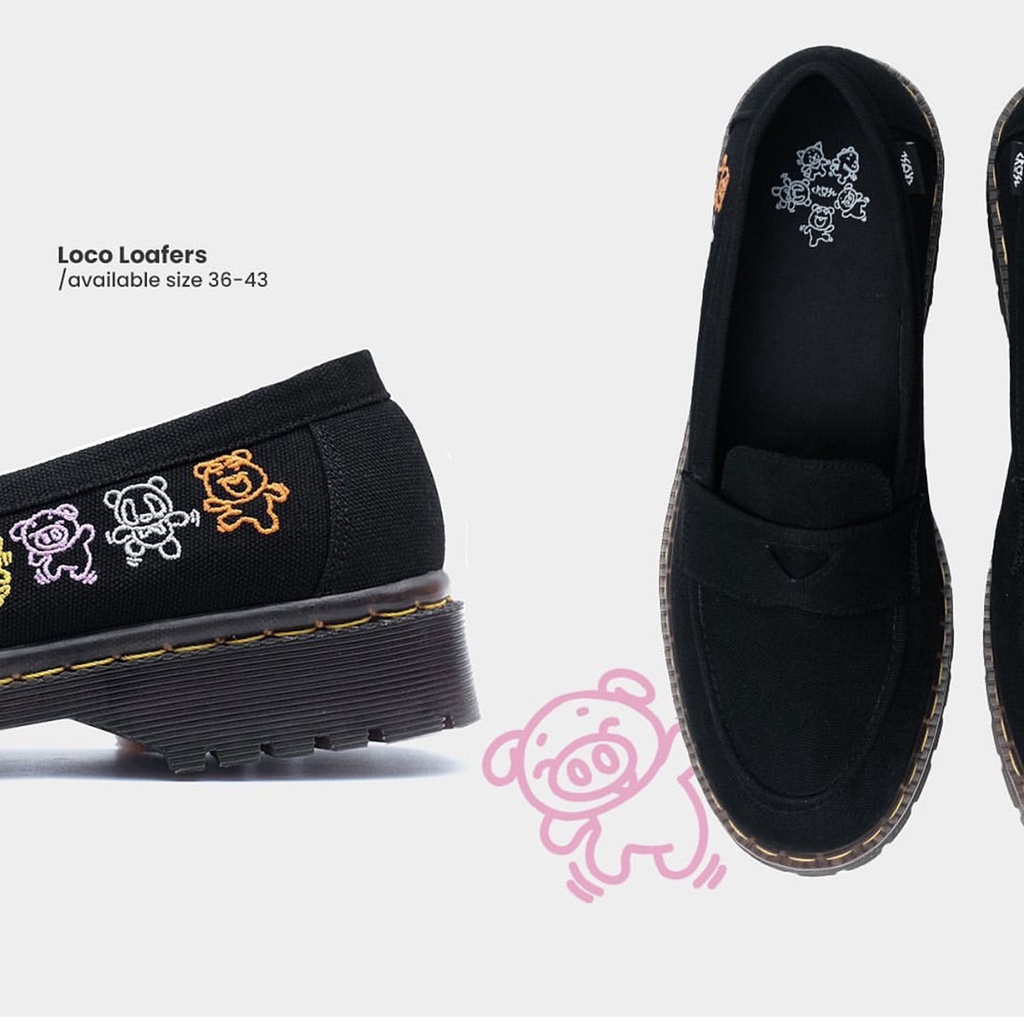 CRSL Loco Loafers | Black I Oxford I Sepatu Pantofel Slip On Formal I Casual I Unisex Pria Wanita