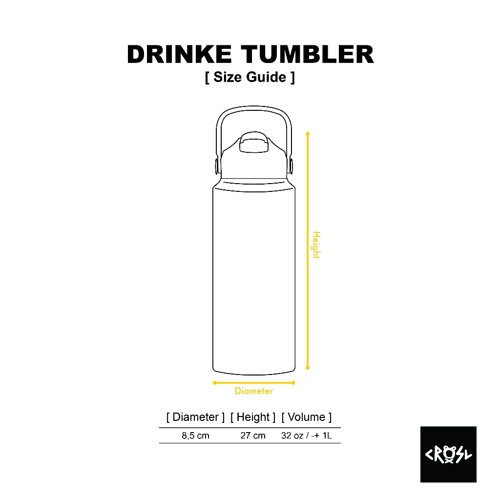 CRSL Drinke Broken White Tumblr Series I Botol Tempat minum I Tumbler I Tumblr Travel Bottle Stainless 900ml 32oz