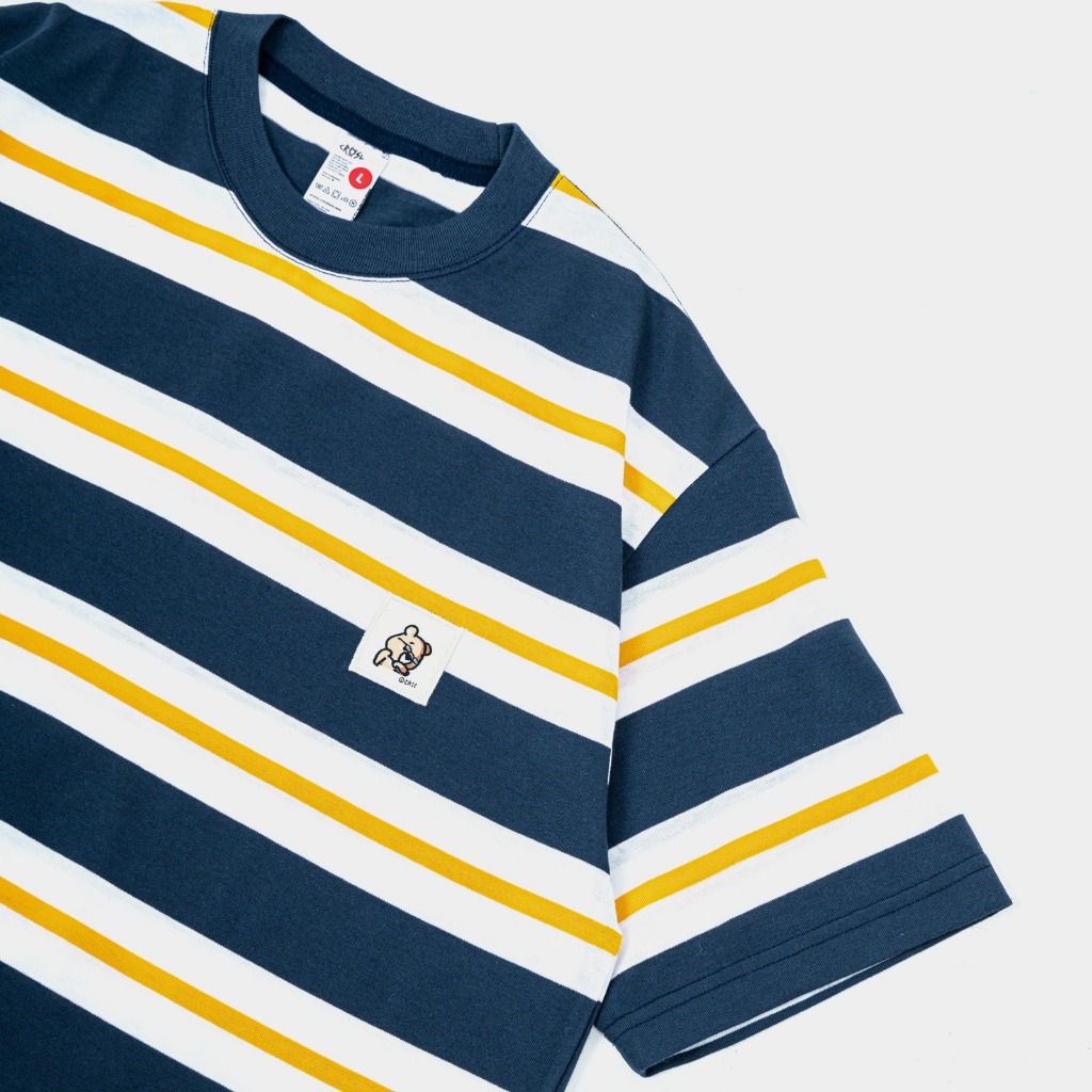CRSL Choco Arco Stripe Tees Navy I Baju Garis-Garis I Stripe T-Shirt I Kaos Atasan I Basic Tees I Regular T-Shirt I Unisex