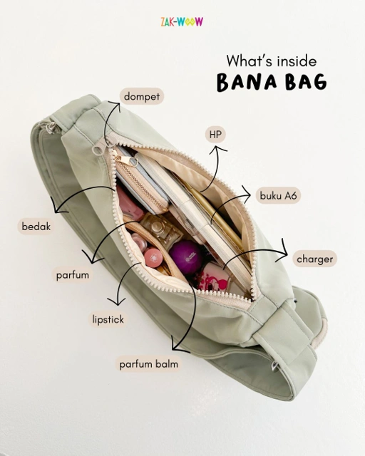 Image of Zakwoowstyle Bana Bag FREE POUCH & PIN | Tas Selempang & Bahu Wanita Canvas Pink Cewek