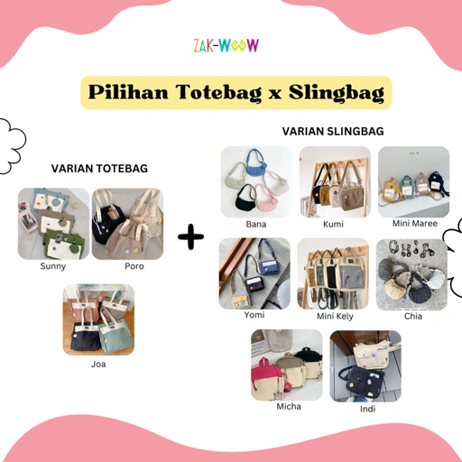 Image of Zakwoowstyle Special Bundling Totebag X Slingbag (Tulis Notes)