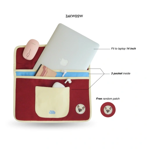 Image of Zakwoowstyle Luna Laptop Sleeve FREE RANDOM PATH | Slevee Laptop Coquette | Sleeve Laptop Lucu | Sleeve Laptop Pink