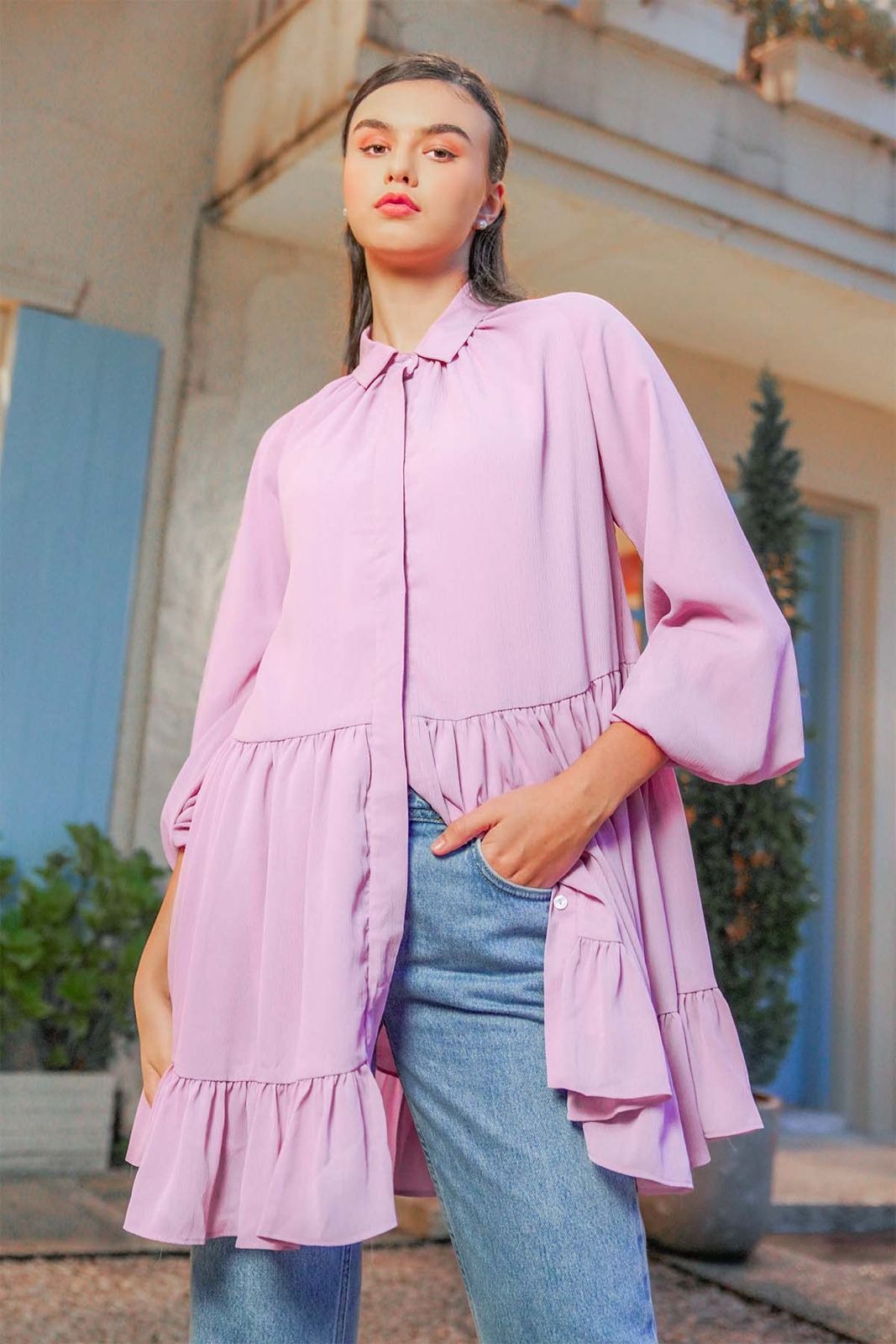 NAIRA TUNIC WITH RAGLAN SLEEVE - BENANG JARUM
