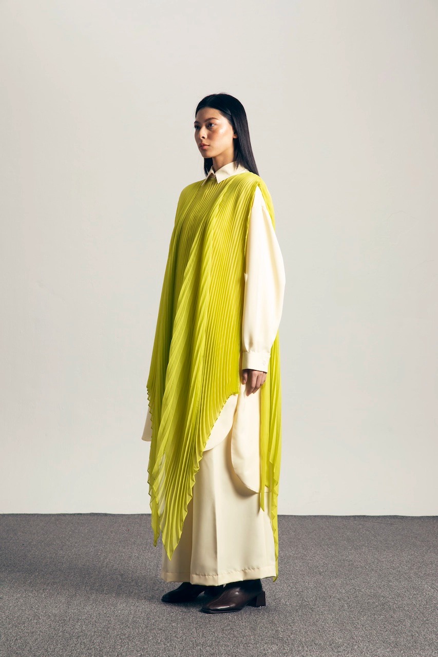 MAOVESE PLEATED VEST LIME GREEN - IKYK