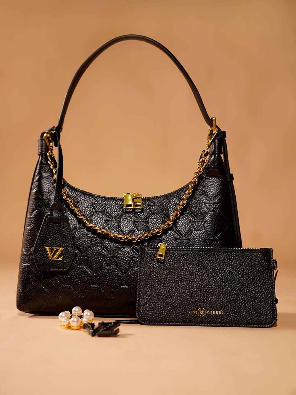 SHOULDER BAG MONOGRAM EMBOSSED - VIVI ZUBEDI