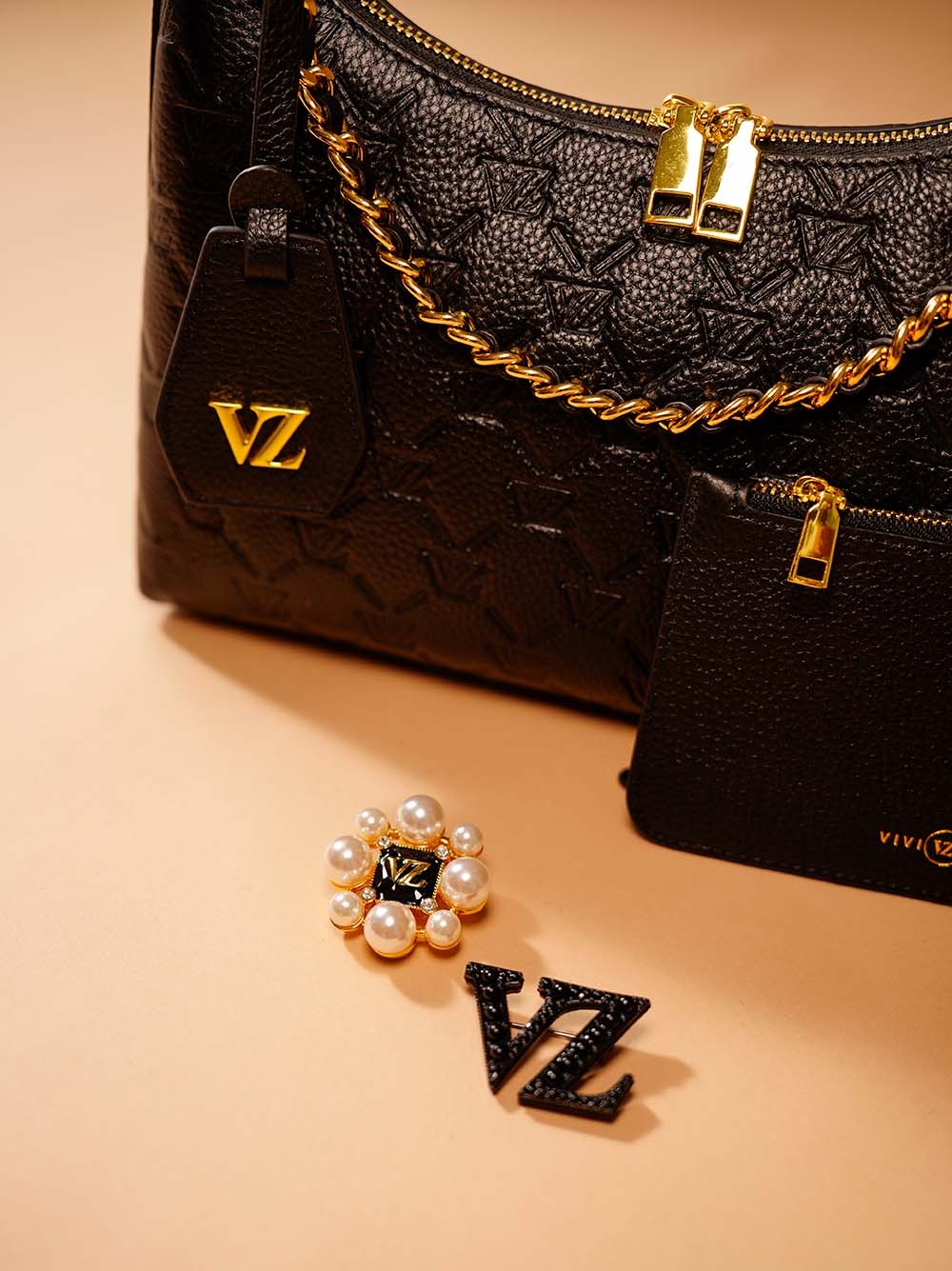 SHOULDER BAG MONOGRAM EMBOSSED - VIVI ZUBEDI