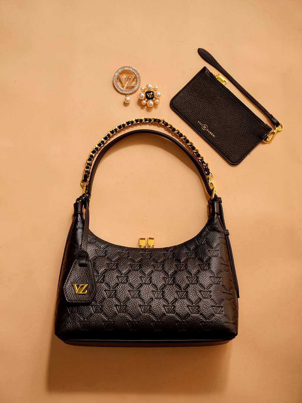 SHOULDER BAG MONOGRAM EMBOSSED - VIVI ZUBEDI