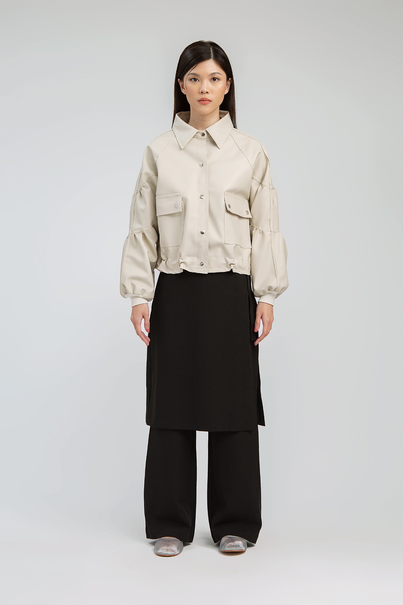 MARILLA BEIGE FAUX LEATHER JACKET - NAGITA SLAVINA X IKYK