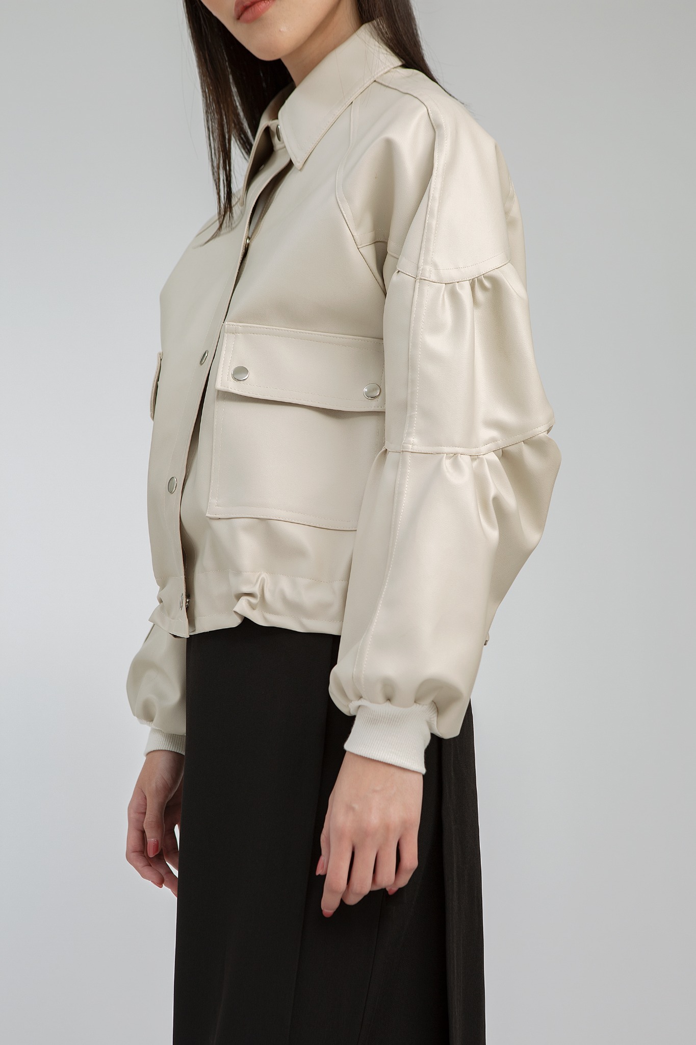 MARILLA BEIGE FAUX LEATHER JACKET - NAGITA SLAVINA X IKYK